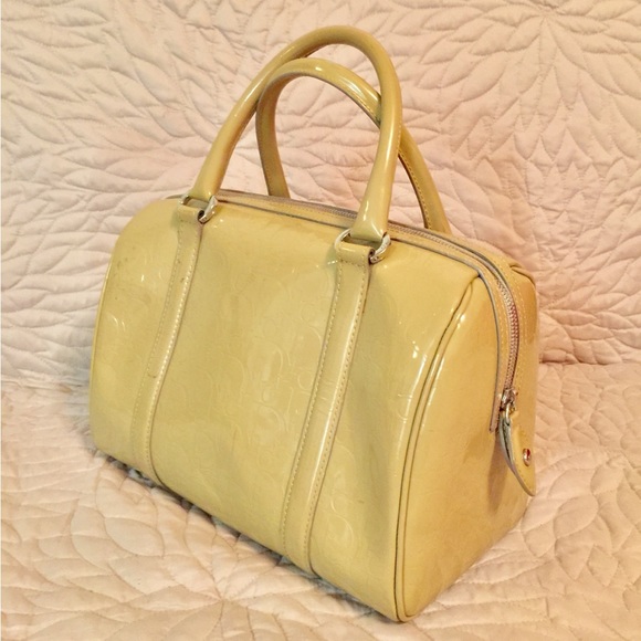 Christian Dior Beige Patent Leather Boston Handbag - Picture 2 of 8